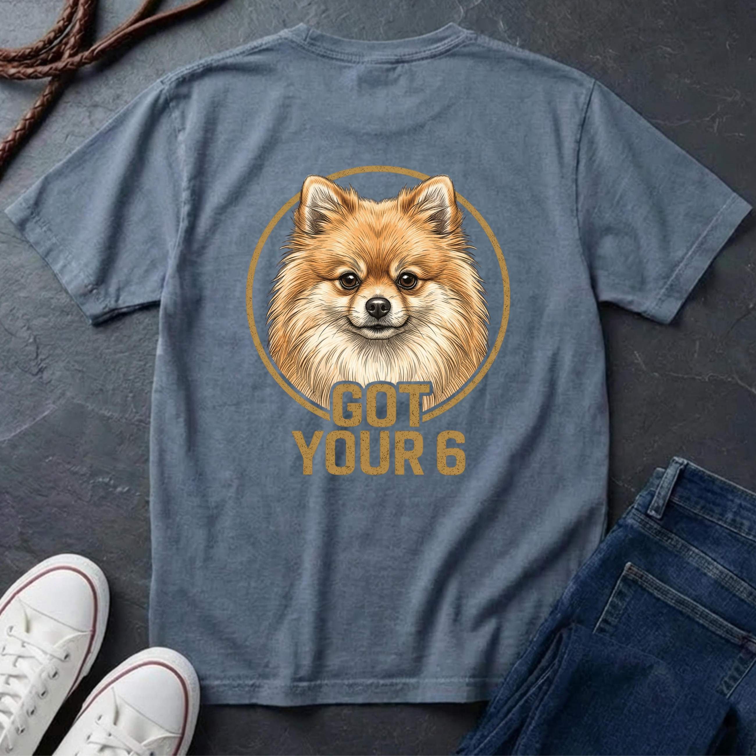 Pomeranian Shirt | Got Your 6 Back Print Tee | Pomeranian Mom Gift | Pom Mom Tee | Ships to US CA UK AU