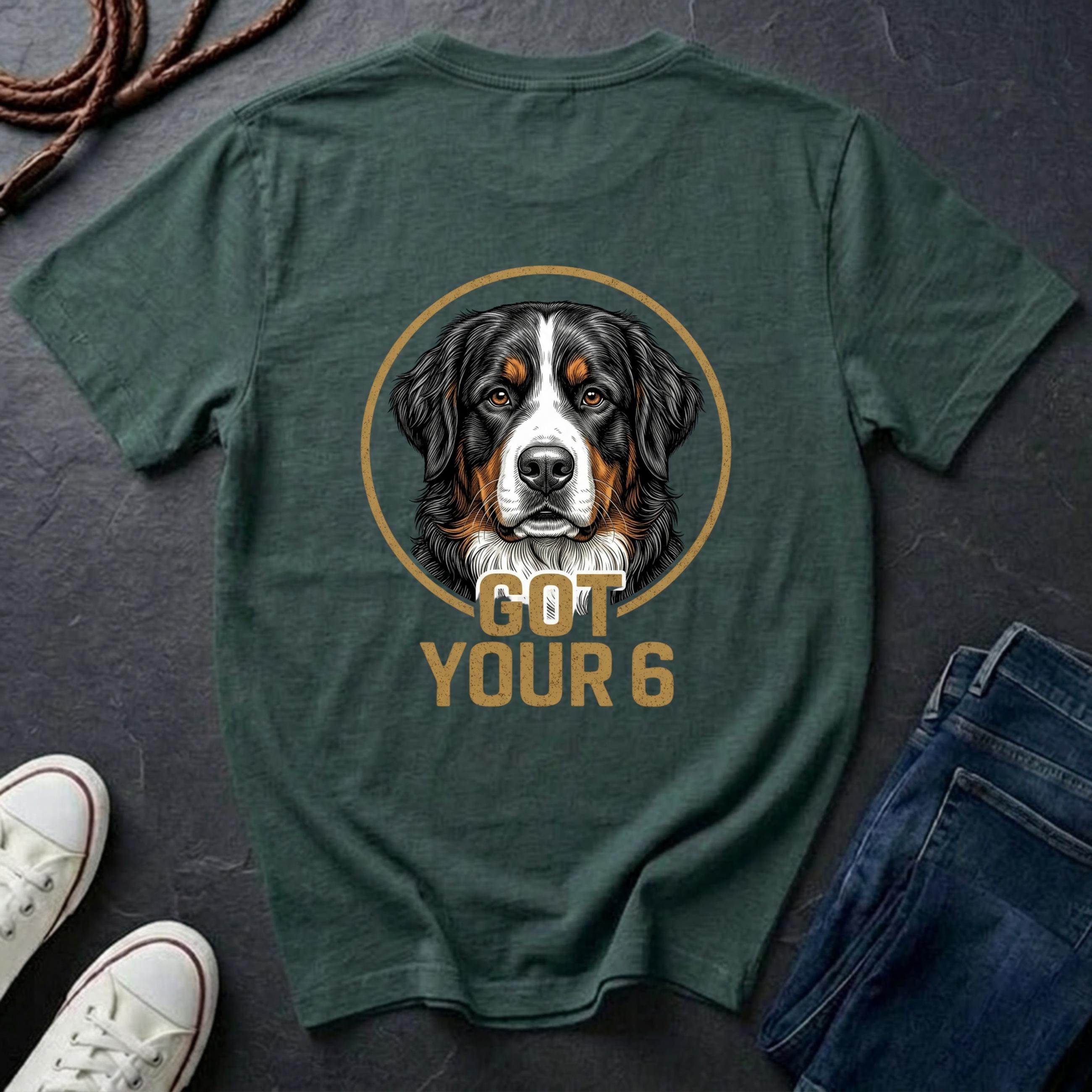 Bernese Mountain Dog Shirt | Got Your 6 Back Print Tee | Berner Mom Gift | Bernese Mountain Dog Lover Tee | Ships to US CA UK AU