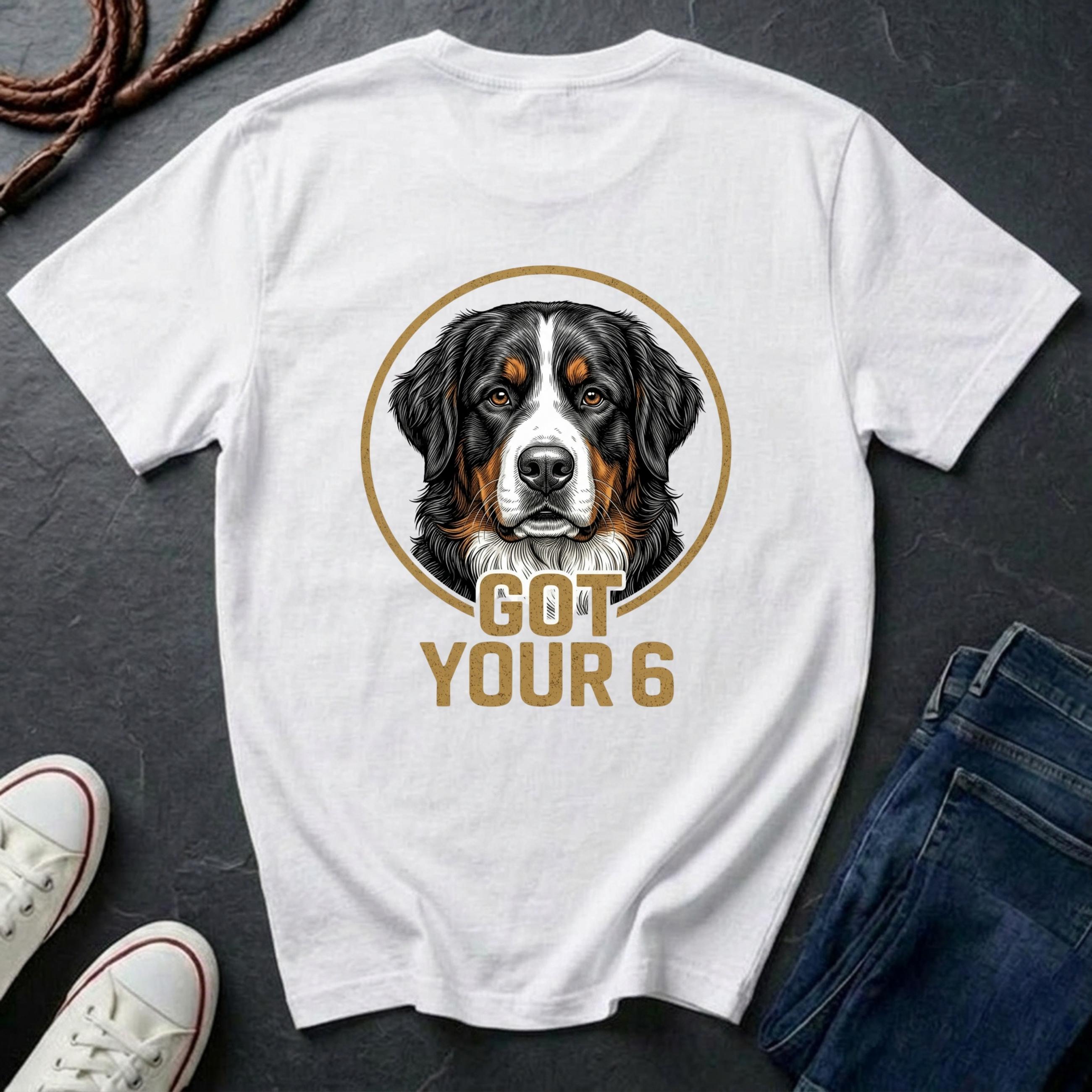 Bernese Mountain Dog Shirt | Got Your 6 Back Print Tee | Berner Mom Gift | Bernese Mountain Dog Lover Tee | Ships to US CA UK AU