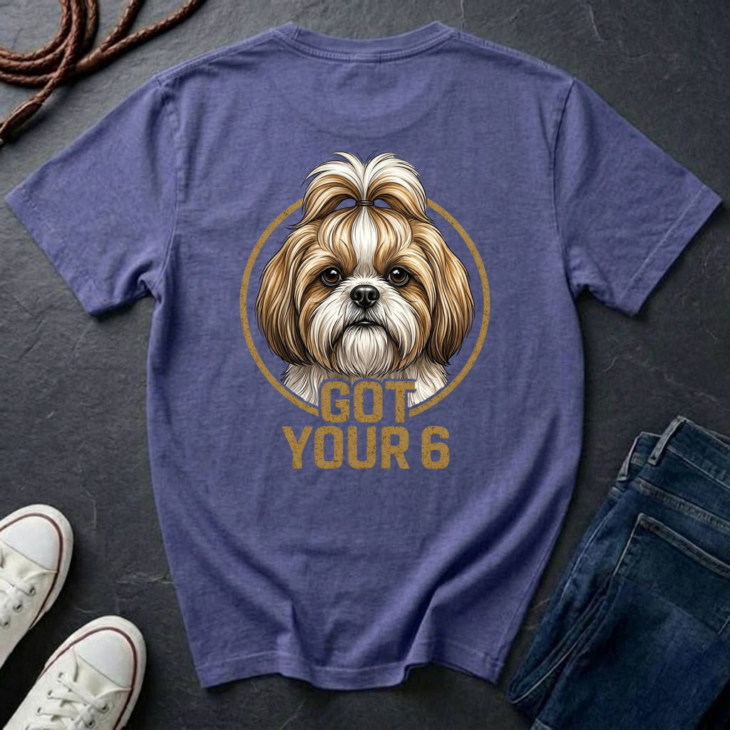 Shih Tzu Shirt | Got Your 6 Back Print Tee | Shih Tzu Mom Gift | Shih Tzu Lover Tee | Ships to US CA UK AU
