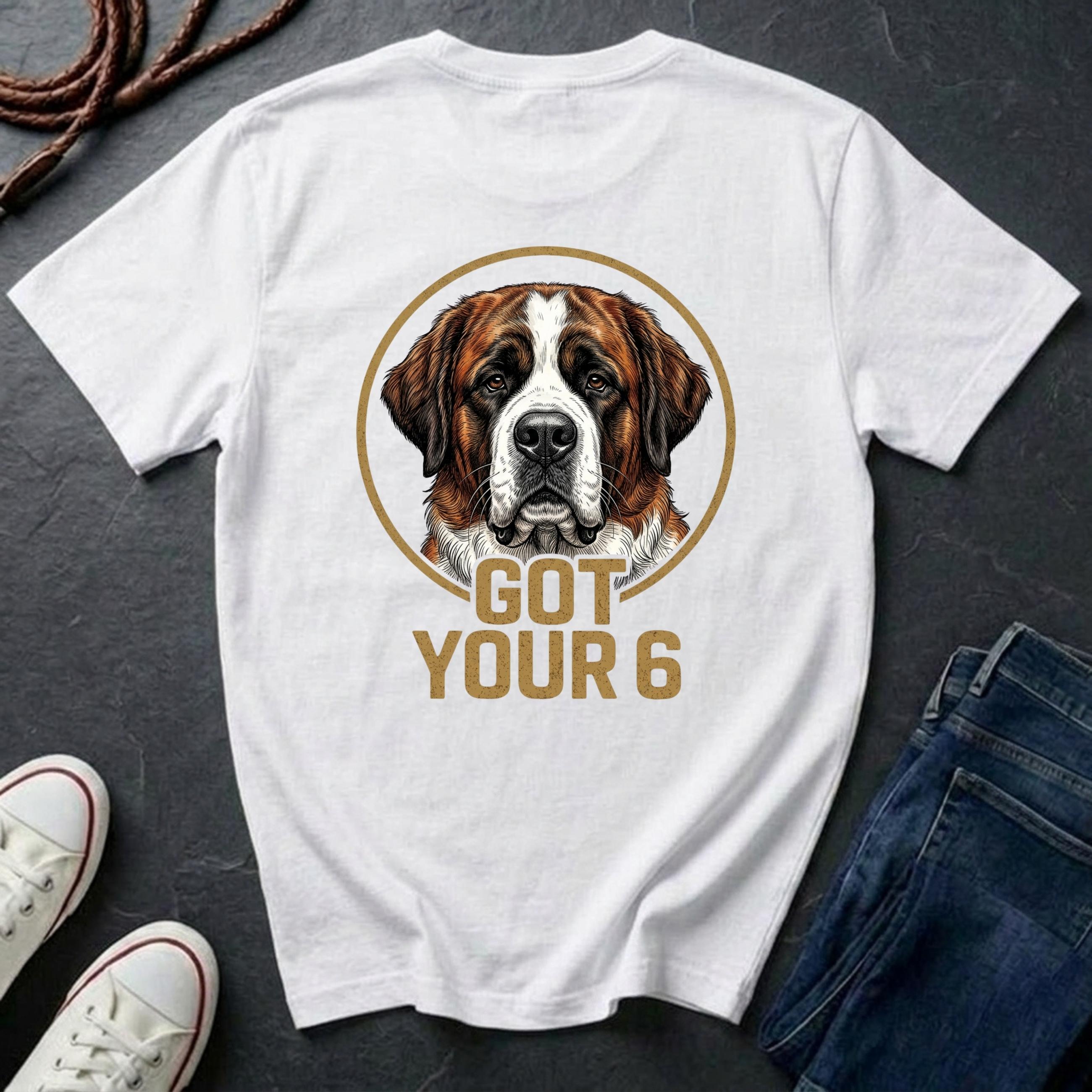 Saint Bernard Shirt | Got Your 6 Back Print Tee | Saint Bernard Mom Gift | Saint Bernard Lover Tee | Ships to US CA UK AU