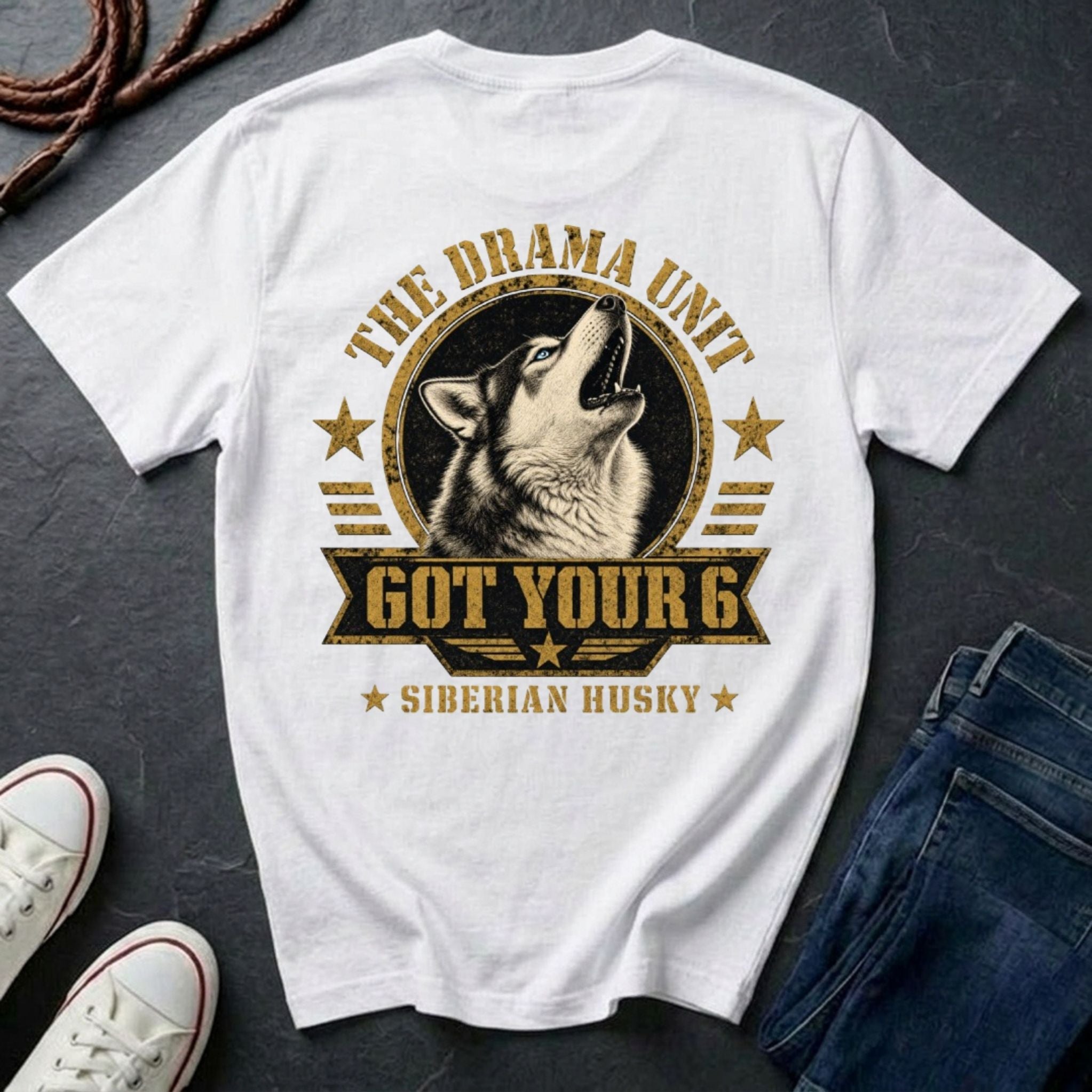 Siberian Husky Shirt | The Drama Unit | Got Your 6 Back Print Tee | Husky Mom Gift | Husky Lover Tee | Ships to US CA UK AU