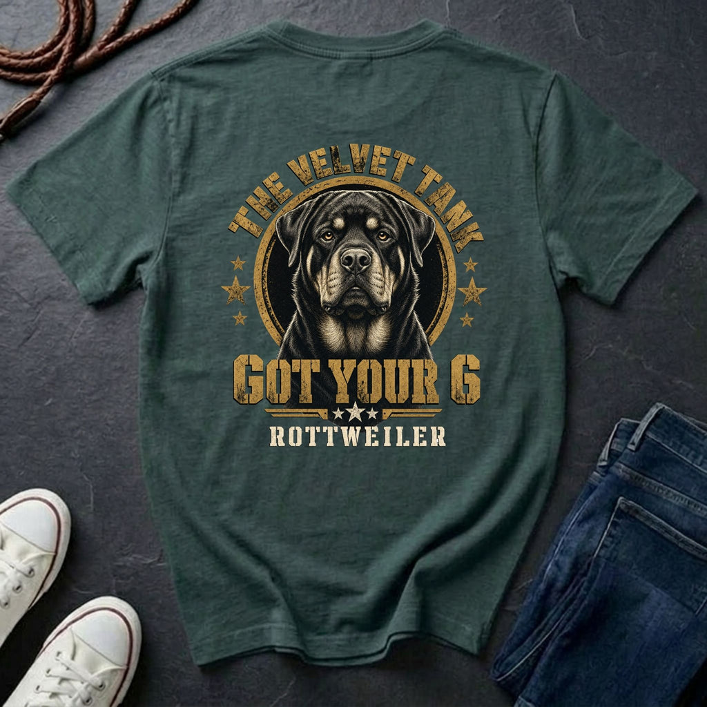 Rottweiler Shirt | The Velvet Tank | Got Your 6 Back Print Tee | Rottweiler Mom Gift | Rottweiler Lover Tee | Ships to US CA UK AU