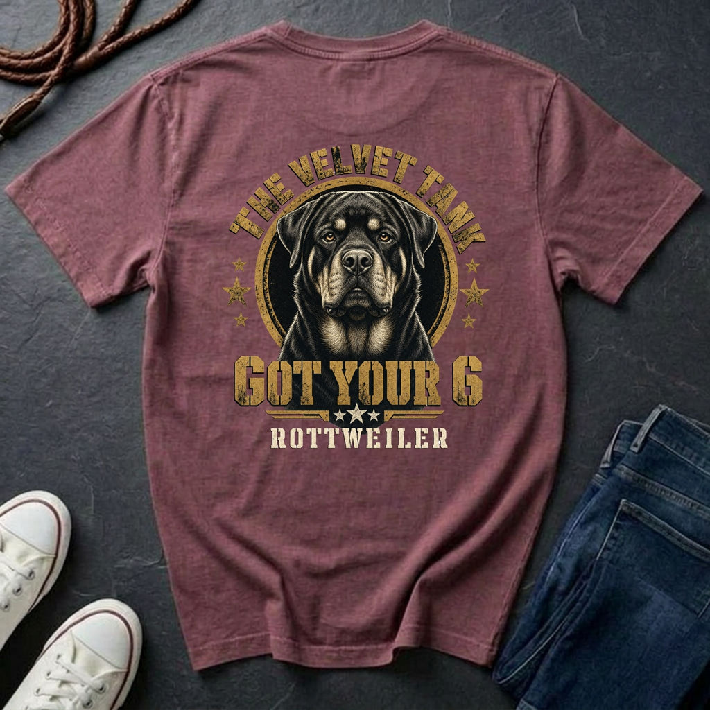 Rottweiler Shirt | The Velvet Tank | Got Your 6 Back Print Tee | Rottweiler Mom Gift | Rottweiler Lover Tee | Ships to US CA UK AU
