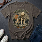 A grey Comfort Colors graphic Tee featuring a large circular dog graphic with the text 'GOT YOUR 6 CURLY COAT RECON' and an illustration of a Labradoodle in a vest.