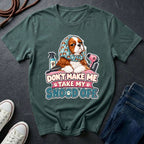  Cavalier King Charles Spaniel wearing a grooming snood illustration on "Don't Make Me Take My Snood Off" Comfort Colors t-shirt in seafoam