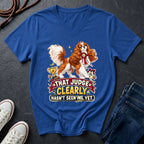 Cavalier King Charles Spaniel show dog illustration on "That Judge Clearly Hasn't Seen Me Yet" V-neck t-shirt In Royal Blue