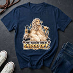 Afghan Hound wearing a grooming snood illustration on "Don't Make Me Take My Snood Off" Comfort Colors t-shirt in navy