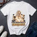 Afghan Hound wearing a grooming snood illustration on "Don't Make Me Take My Snood Off" Comfort Colors t-shirt in white